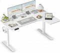FEZIBO 55×32 inch L Shaped Electric Corner Standing Desk, 4 Memory Height Settings,Home Office & Computer Height Adjustable Table, Ergonomic Sit and Stand Up Workstation with Splice Board,White Top