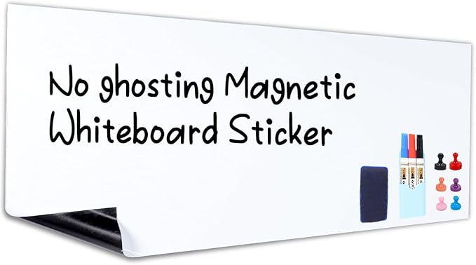 HAMIGAR Magnetic Whiteboard Contact Paper 48" x 94" Dry Erase White Board Sticker for Wall Stick on White Board Peel and Stick Wallpaper Adhesive Poster with Marker, Magnetic Eraser and Magnets