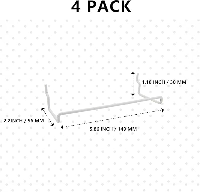 4 Pack Pegboard Hooks - Ribbon Storage Rack, Tape & Ribbon Organizer, Fits Standard Pegboards