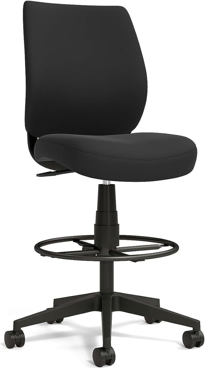STAPLES Drafting Stool, Fabric, Footrest, Black