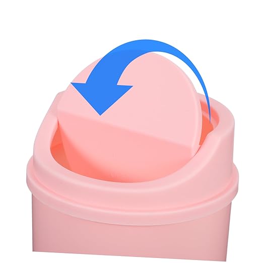 Amosfun Mini Desk Trash Can Small Waste Bin Desk Top Garbage Can Office Slim Swing Lid for Home Office