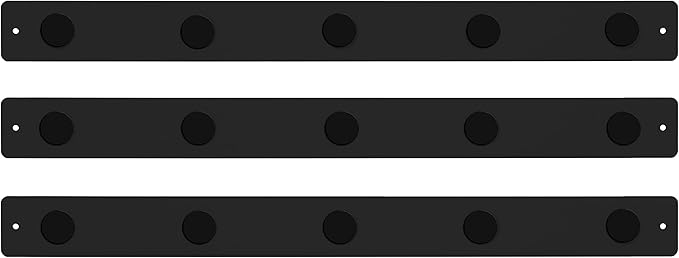 Three by Three Seattle 28 x 2.5 Inch Metal Strip Frameless Magnetic Bulletin Board (3 Pack) with 15 Large Magnets for Memos, Photos, Lists, and More in Office, Home, or School Décor (Black)