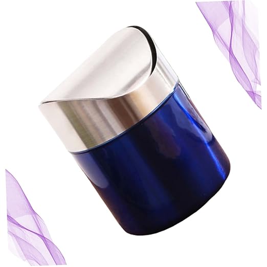 SOLUSTRE Desktop Trash Can Stainless Steel Garbage Can Compact Easy to Move for Bathroom Laundry Room Kitchen