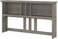 Pemberly Row 60W Hutch for L Shaped Desk, Driftwood Gray Finish, Engineered Wood, Open Cubby Storage, Modern Farmhouse Style Workspace Organizer, Fits Large Monitors or Dual Monitors