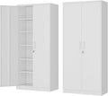 Fesbos Metal Storage Cabinet-72” Tall Steel File Cabinets with Lockable Doors and 5 Adjustable Shelves-White Steel Storage Cabinet for Home, School, Office, Garage