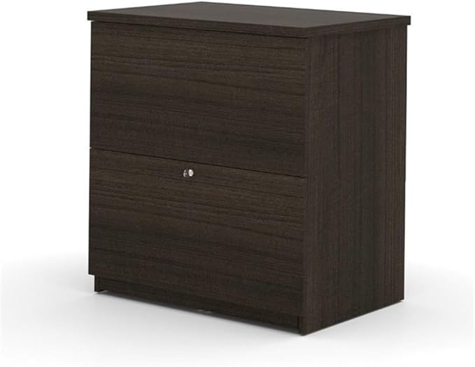 Atlin Designs 3-Piece Office Set, Dark and White Chocolate Finish, Melamine and Particle Board, Includes Desk with Storage, Bookcase with Adjustable Shelves, Lateral File Cabinet, Modern Home Office