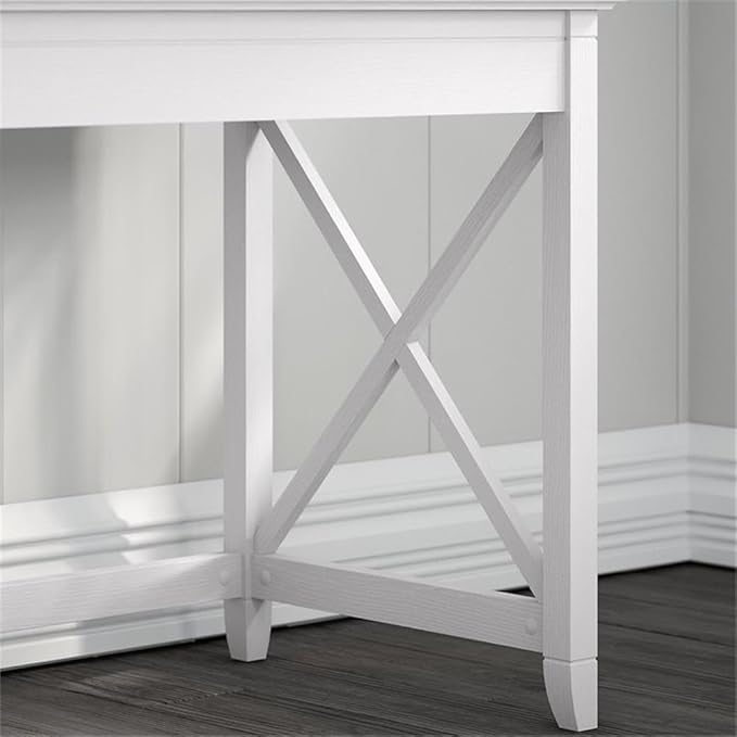 Pemberly Row Office Set, 48W Writing Desk, Lateral File Cabinet, 5 Shelf Bookcase, Post Leg Design, Durable Wood, Washed Gray/Bing Cherry/Pure White Oak Finish, Home Office Furniture for Storage and