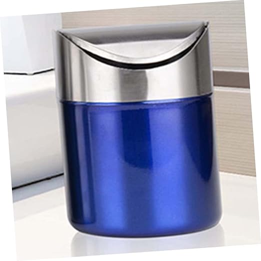 Vaguelly Stainless Steel Kitchen Waste Can Compact Desktop Trash Bin Under Sink Storage Container Suitable for Home Office
