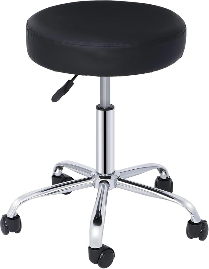 Nova Microdermabrasion Rolling Stool with Wheels Swivel Salon Stool Adjustable Drafting Tattoo Office Chair for Massage Bar Kitchen Spa Shop with Thick Cushion
