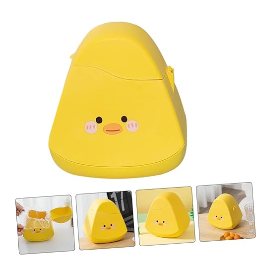 PRETYZOOM Slim Desktop Rubbish Can Lid Mini Waste Basket for Office Desk Bedroom Pp Material Cartoon Design