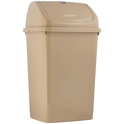 Superio Kitchen Trash Can 13 Gallon with Swing Lid, Plastic Tall Garbage Can Outdoor and Indoor, Large 52 Qt Recycle Bin and Waste Basket for Home, Office, Garage, Patio, Restaurant (Beige)