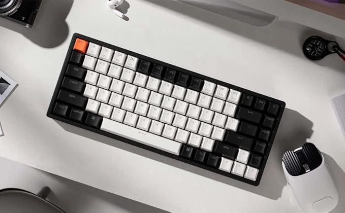 Keychron K2 Wireless Bluetooth/USB Wired Gaming Mechanical Keyboard, Hot-swappable 75% Layout 84 Keys RGB LED Backlight, Aluminum Frame for Mac Windows, Gateron G Pro Blue Switch, Version 2