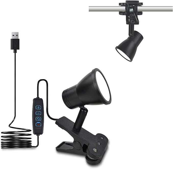 LUJOLUMIN Clip Lamp, Mini Portable 360° Rotation Clamp on Lamp for Bed/Bedside Headboard/Table/Bunk/Desk/Shelf, 3 Color Temperature Options, 10 Dimmable Brightness Levels for Reading (5W)