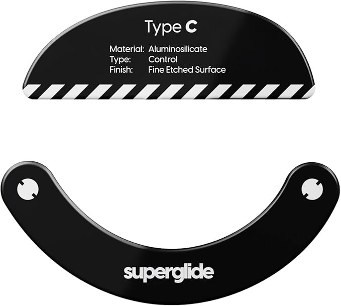 Superglide Glass Mouse Skates - Consistent Controllable Glide, Polished Round Edge, Super Balanced Gaming Mouse Feet with Durable Sole for Pulsar Xlite Series (Type-C, Black)