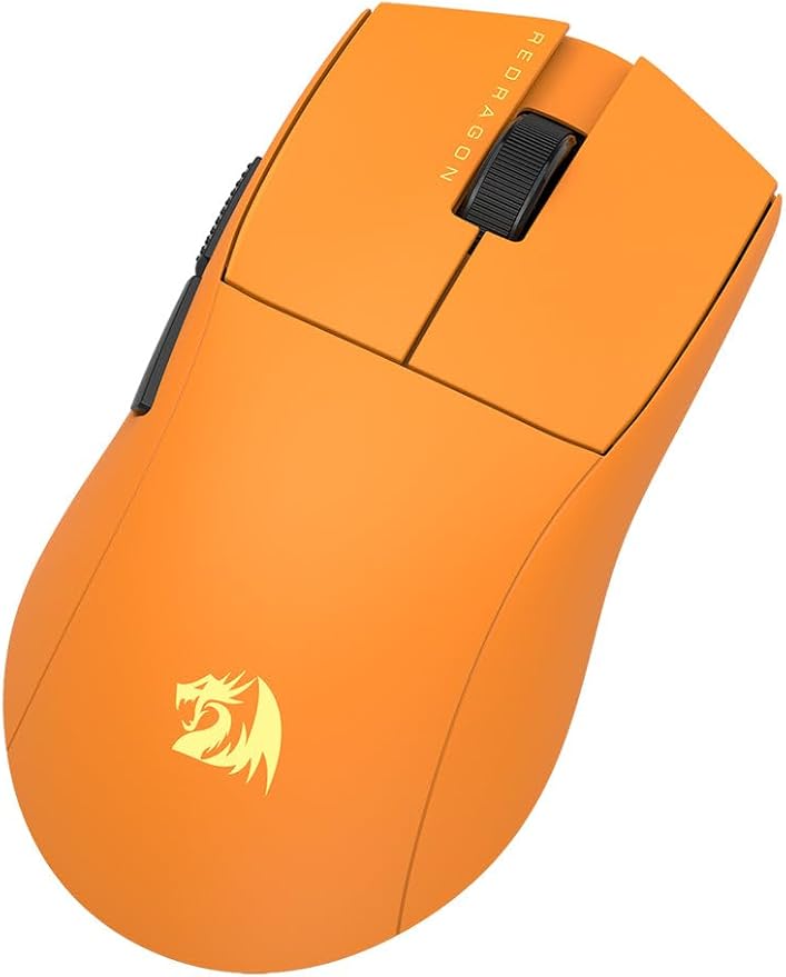 Redragon M916 ULT Wireless 8K Polling Rate Gaming Mouse, 54G Ultra-Lightweight 30,000 Max DPI Gaming Mice w/Ergonomic Natural Grip Build, Full Programmable Buttons, Orange