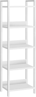 MAHANCRIS Bookshelf, 5-Tier Bookcase, Standing Book Shelf for Small Space, Storage Shelf Organizer, for Living Room, Bedroom, Study, Balcony, White BKBW5501