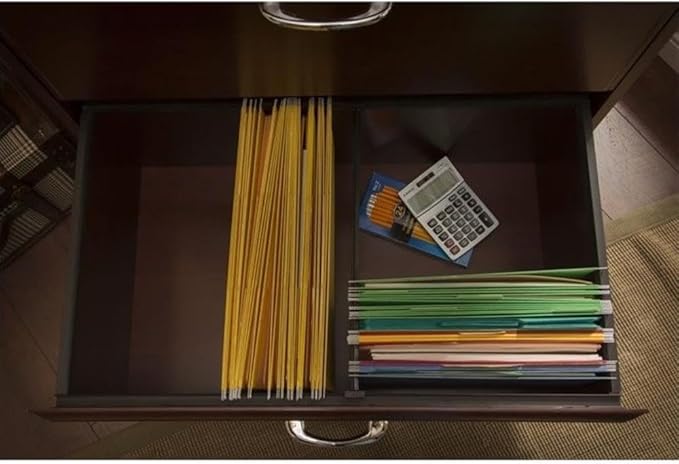 Pemberly Row 3 Piece Office Set, Laminate Over Engineered Wood, Harvest Cherry Finish, Includes L Shape Desk, Hutch, and Lateral File, Fluted Glass Doors, USB Hub, Ideal for Home Office Use