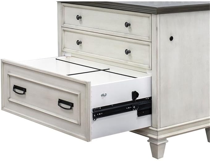 BOWERY HILL Set of 2 L-Desk and Return Writing Table & Lateral Filing Cabinet