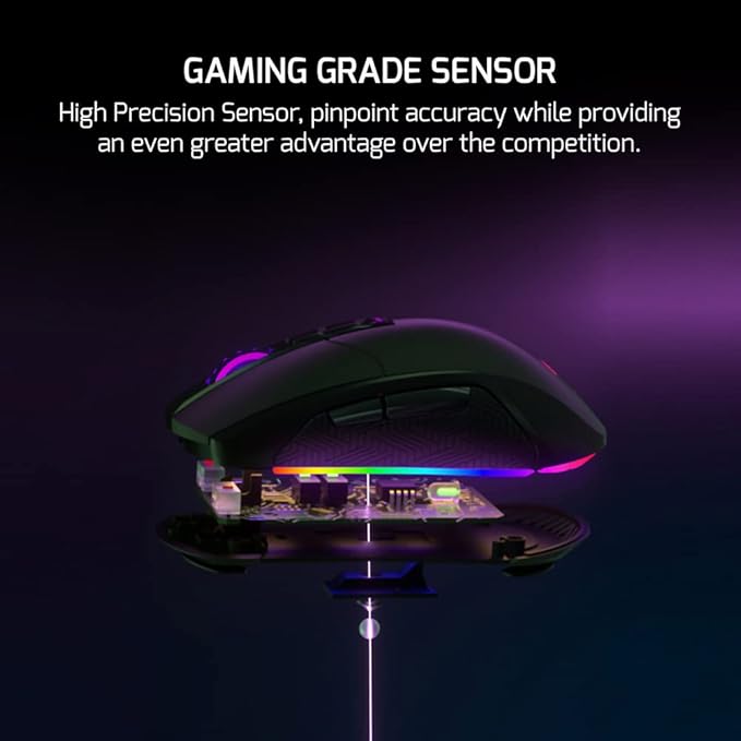 GAMEPOWER Kyojin Wired Gaming Mouse, RGB Lighting, 6400 DPI Optical Sensor, Gamer Macro Software, Programmable Side Buttons - PC Gaming Mice for Gamers, Black