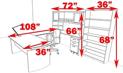 6pc Modern Contemporary U Shape Executive Office Desk Set, MT-MED-U9