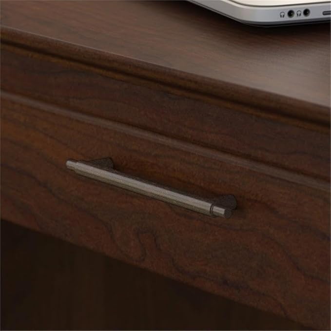Pemberly Row Computer Desk with Lateral File Cabinet, Cherry Finish, Engineered Wood, 54W x 24D Desktop, Adjustable Shelf, Ball Bearing Slides, Farmhouse Style Home Office or Living Room Furniture