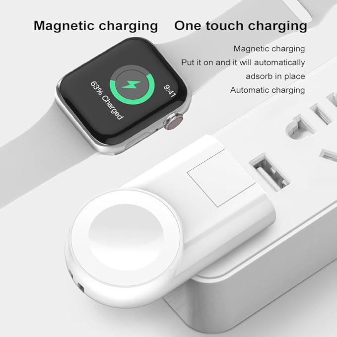 Meenova Adjustable iWatch Charger Compatible with Apple Watch Charger for Travel, Office, Home, Car, Rotating USB A Connector