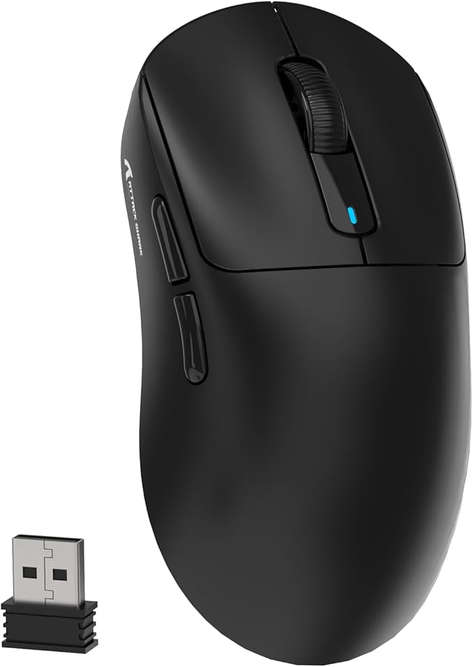 MAMBASNAKE Attack Shark X3 Wireless Gaming Mouse, 49g Ultralight, PixArt PAW3395 26000 DPI, Bluetooth/2.4Ghz /Wired Tri-Mode, 200Hrs Rechargeable Battery, Kailh GM8.0 Switch for PC/MAC/Win - Black