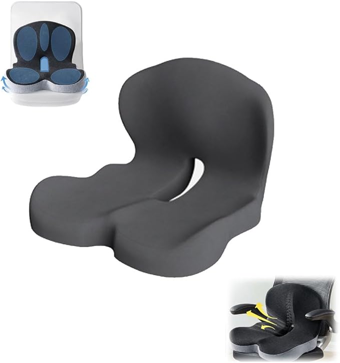 Back and Seat Cushion, Ergonomic Memory Foam Seat Cushion Lumbar Support Pillow for Office Chair, Car,Wheelchair,Home,Office (Dark Gray)