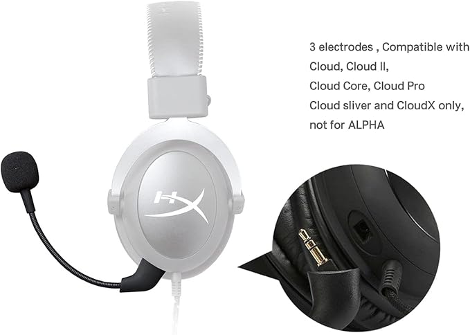 Replacement HyperX Game Mic 3.5mm Uncleligt Microphone Boom for Kingston HyperX Cloud X, Cloud 2 II, Cloud Core, and Cloud Pro Silver Gaming Headset, not for 2022 Cloud 2