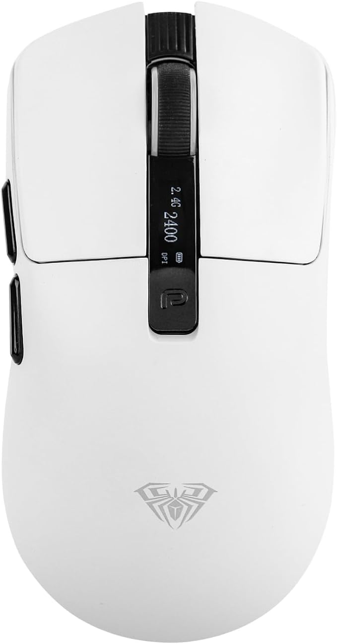 MechLands Aula SC590 PRO Gaming Mouse with Display Screen, 2.4G/USB-C/BT Wireless Mouse with 500mAh Battery, Adjustable 20,000 DPI & 1000 Polling Rate, PAW3311 Sensor, for Win/Mac/Gaming (White)