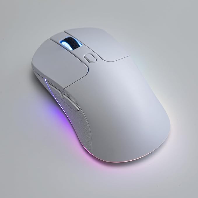Keychron M3 Wireless Gaming Optical Mouse, Tri-Mode 2.4 GHz/Bluetooth 5.1/Wired, PixArt PAW 3395 sensor, 26000 DPI, LED RGB Backlit,79g Lightweight Programmable Macro Button for Windows PC/Mac - White