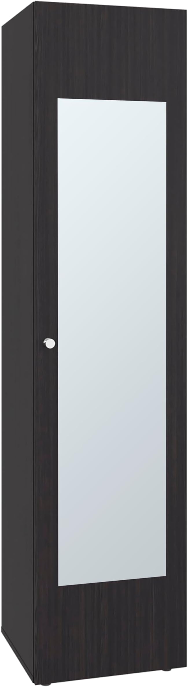 Saily Storage Cabinet with 4 Shelves and Mirror on Door, Modern Design, Wenge Mirror on Door: Includes a full-length mirror, making it convenient for quick outfit checks. Easy Access: Features a si