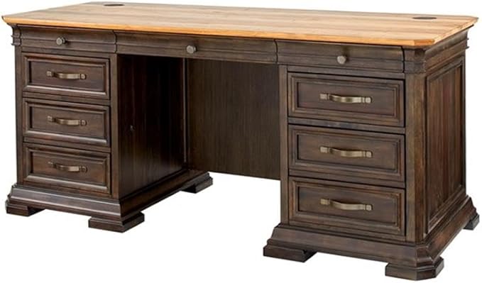 Pemberly Row Set of 3 Fully Assembled Executive Desk & Filing Cabinet & Bookcase