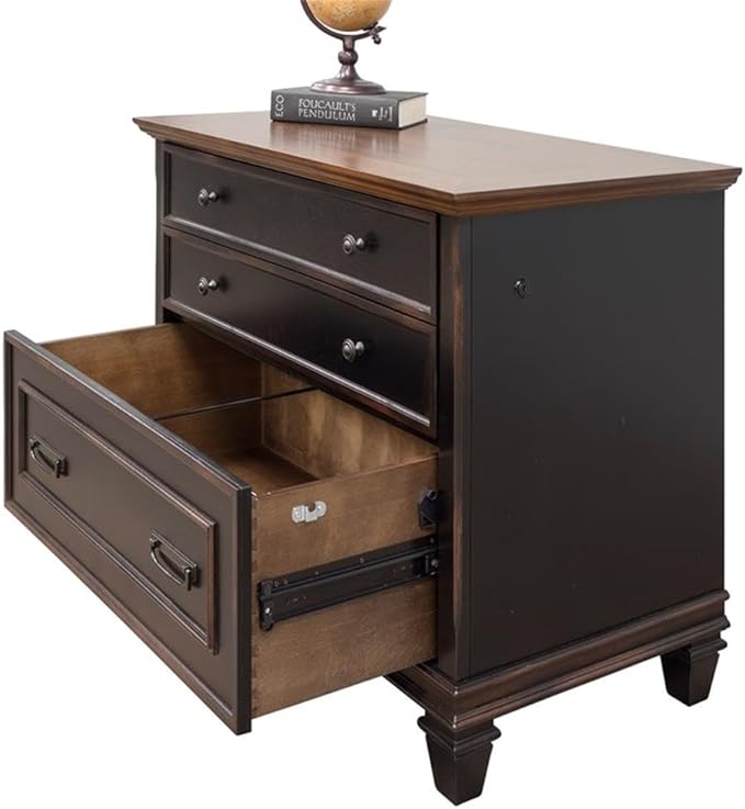 Pemberly Row Set of 3 Fully Assembled Office Desk & Filing Cabinet & Bookcase