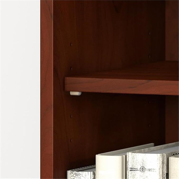 Pemberly Row Set of 2 5-Shelf Bookcase with Doors & L-Shaped Desk with Drawers