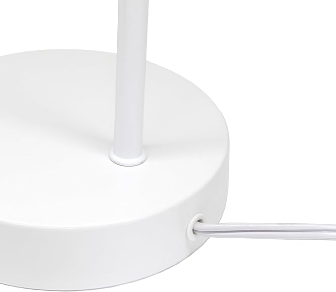Simple Designs LD1080-WHT 16" Sleek Essentials Modern Industrial Metal Desk Lamp with Clear Glass Shade, for Office, Desk, Nightstand, Dorm, White