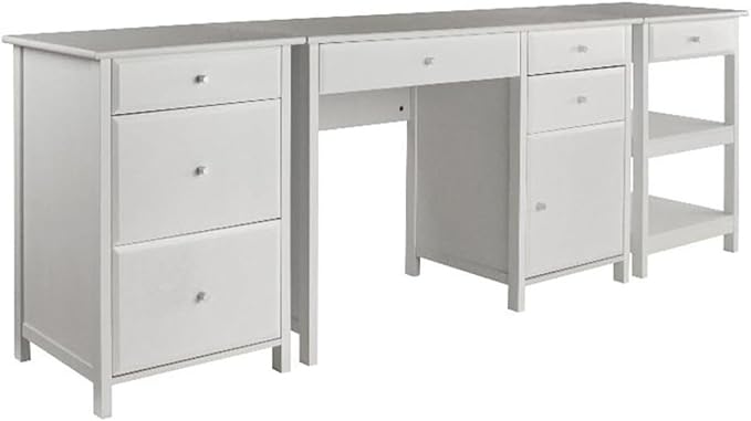 Delta 3-pc Home Office Set Stylish Practical Home Office Furniture Set Includes Desk Chair and Storage Unit Wooden Construction with Clean White Finish Ideal for Small Spaces or Apartments