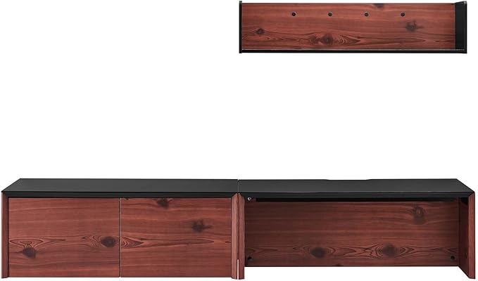 Modway EEI-6311-BLK-CHE Kinetic 38" Wall-Mount Office Desk with Cabinet and Shelf, Black Cherry