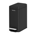 Slim Bathroom Trash Can with Lid, 6 Liter/1.6 Gallon Stainless Steel Small Garbage Can with Removable Inner Bucket, Step Pedal, Slim Wastebasket for Toilet, Office, Bedroom, Black