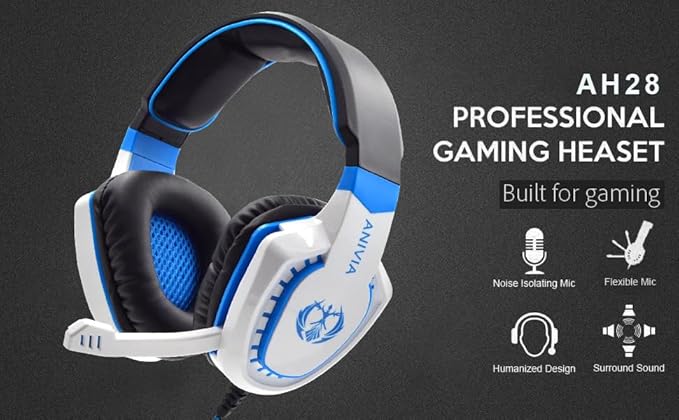 Anivia Computer Over-Ear Headphones with Mic, Wired Gaming Headset Compatible with PS4, PC, Xbox One, Laptop, Computer, 3.5mm Jack, Bass Surround, Soft Memory Earmuffs