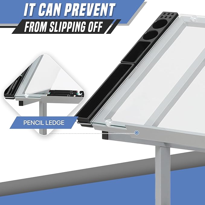 Adjustable Drafting Table & Stool Set, Art Desk with Additional Slide-Out Table Design, Versatile Drawing Table with Storage, for Art, Drafting and Creative Tasks, Natural
