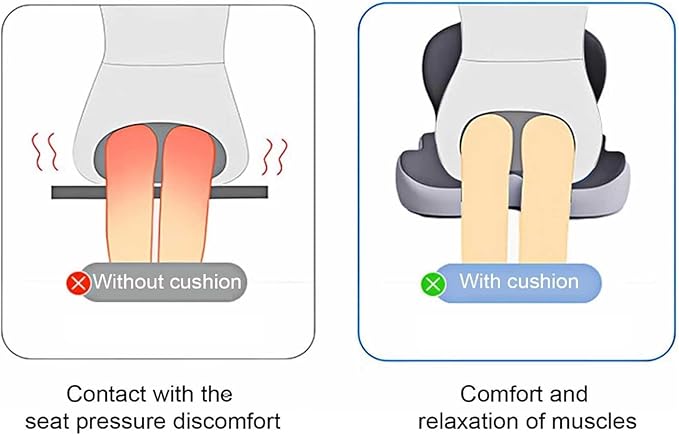 Memory Foam L-Shaped Integrated Seat Cushions, Back Cushion for Sciatica, Non-Slip Design, Machine-Washable Cover, for Car & Office(Blue)