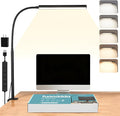 Small LED Desk Lamp with Clamp,Eye-Caring Clip on Lamp for Desk, 5 Modes 10 Brightness, Flexible Gooseneck USB Adapter Table Lamps for Home Office, Sewing（Black）