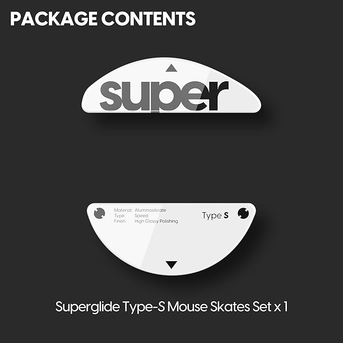 Superglide Glass Mouse Skates - Super Smooth Glide, Polished Round Edge, Super Fast Gaming Mouse Feet with Durable Sole for Pulsar X3 LHD Series (Type-S, White)