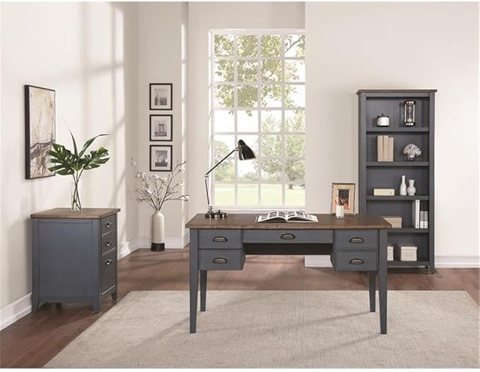 Pemberly Row Set of 2 3-Drawers Wood Filing Cabinet & 4-Shelves Bookcase