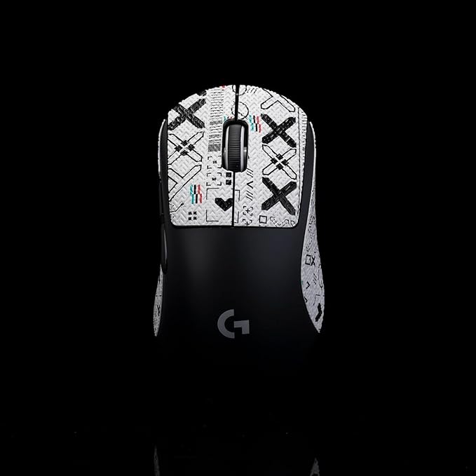 Grip Tape for logitech G Pro X Superlight 2 DEX (GPW4) - Anti-Slip,Enhanced Control, Sweat Resistance,Improves FPS Gaming Grip & Mouse Protection [Pre-Cut] Printsteam White Black 0.5mm