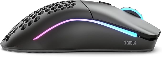 Glorious Gaming Model O Wireless Gaming Mouse - Superlight, 69g Honeycomb Design, RGB, Ambidextrous, Lag Free 2.4GHz Wireless, Up to 71 Hours Battery - Matte Black (Renewed)