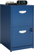 Polup 2 Drawer File Cabinet with Lock, Small Filing Cabinet for Home Office, Metal File Cabinet with Drawers for Under Desk, Blue, Assembly Required