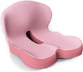 Ergonomic Memory Foam Seat and Back Cushion Set with L Shaped Lumbar Support Non Slip Breathable and Machine Washable for Car Office Chair Wheelchair or Home Use (Pink)