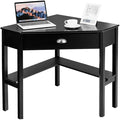 Corner Wood Desk Laptop Writing Table Computer Workstation Home Office Furniture Black